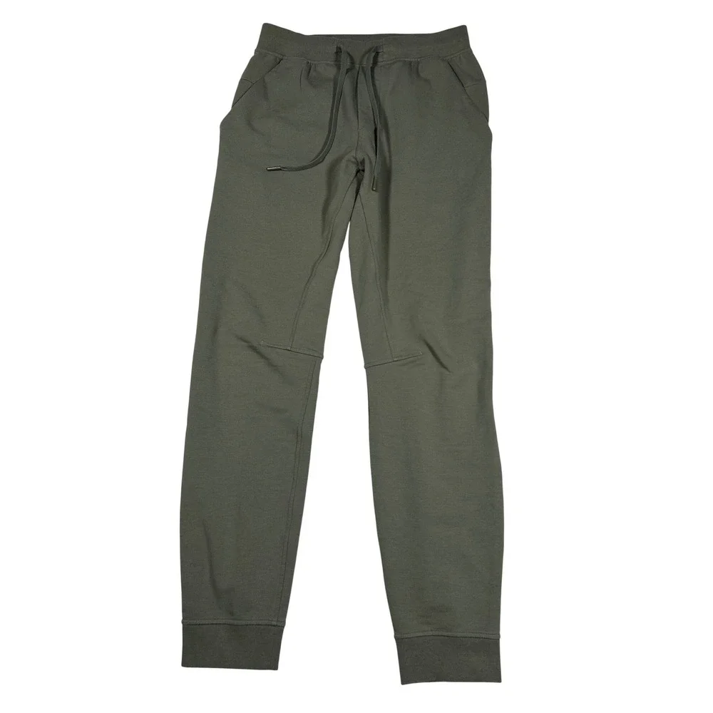 Lululemon City Sweat Jogger Mens Small Olive Green French Terry Slim Fit Tapered